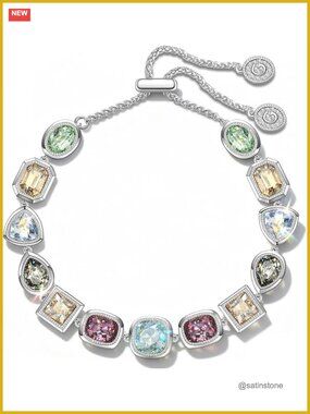 Swarovski Crystal Adjustable Slider Tennis Bracelet 7 Blessings Gift